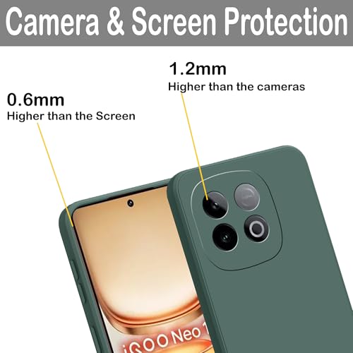 Image of amazon basics Back Cover for iQOO Neo 10 5G | Ultra Slim Soft Rubberised Case | Matte Silicone Flexible Mobile Case | Camera Protection - Green