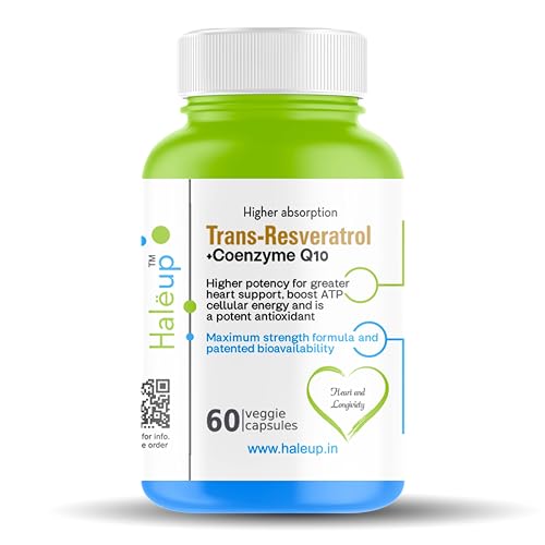 Image of Haleup Trans Resveratrol, 500 mg || 60 capsules II Enriched with Coenzyme Q10 || Healthy Heart|| Brain|| Immunity