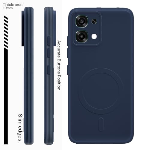 Image of Pikkme Back Cover for Oppo F31 5G / Oppo F33 5G Soft Matte Silicone Mag-Safe Design (Mag-Safe Not Support) Camera Protection | Slim Fit Bumper Cover (Blue)