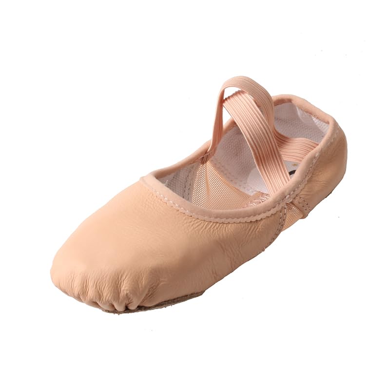TMA EYES Girl's Ballet Leather Shoes with Cross Strap Design