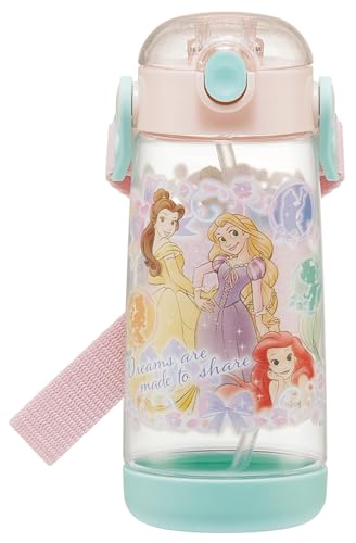 Skater PDSH5 Disney Princess 25 Childrens Water Bottle with Straw Clear 480 mL Silicone Girls