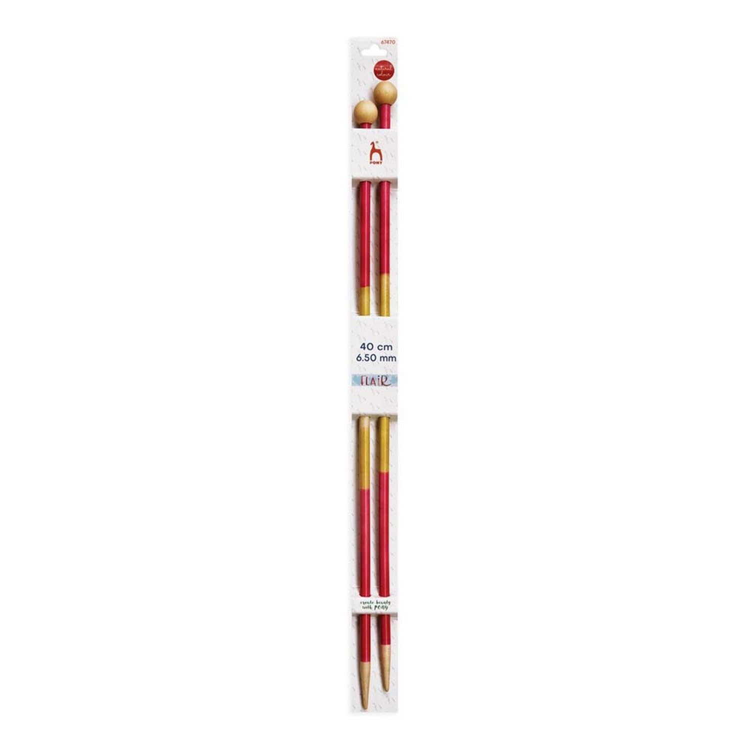 Pony Flair Single Pointed Knitting Needles Wood 40cm 6.50mm - 1 Piece