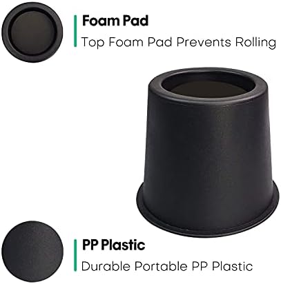 Round Bed Risers Lifts Height of 4 Inch Heavy Duty Set of 4 Pack Table Risers Furniture Risers Great Under Bed Storage Space Black