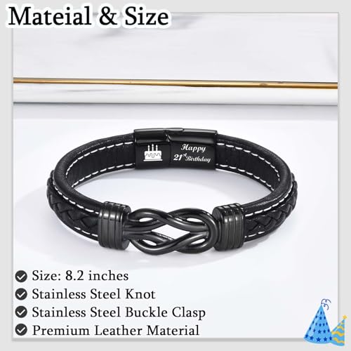 13th 16th 17th 18th 21st Birthday Gifts for Boys Him Male, Happy Birthday Leather Bracelet Gifts for 13 16 18 21 Year Old Boy Male Man Son Grandson Nephew Brother Friend with Sweet Birthday Card4