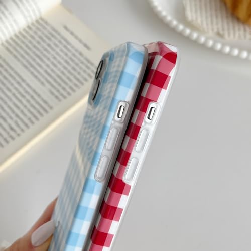 Skyseaco Blue Gingham Phone Case for iPhone 15, Shockproof TPU Cover - image 4