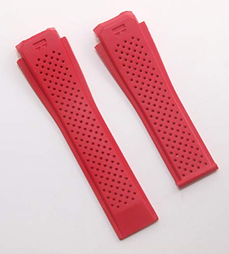 TH-CON-05-0003 - Red silicone rubber watch strap compatible with the TAG Heuer Connected 46 smart watch, model no. SAR8A80.