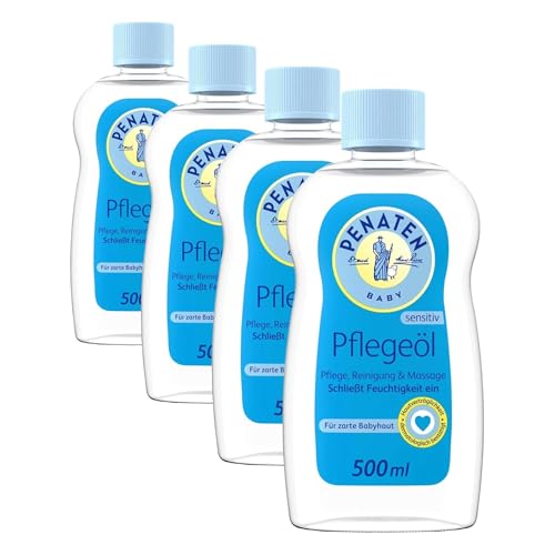 Penaten Pflegeöl 3x500ml, sanftes Baby Massageöl und Babyöl zur Pflege, Reinigung und Massage, ohne Parabene und Farbstoffe, für Neugeborene