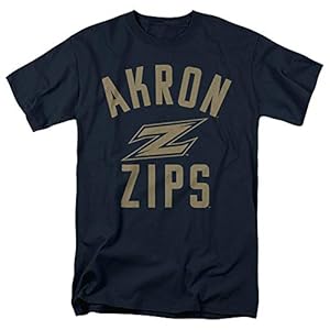 University of Akron The Official One Color Zips Logo Unisex Adult T-Shirt, Navy, X-Large