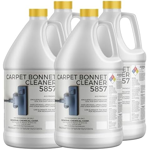CarpetGeneral Bonnet Cleaner 5857 - Heavy Duty Shampoo Carpet Cleaner Solution for Machine - Fast Drying Carpet Shampoo for Rotary Cleaners, Commercial, & Industrial Use - Case of Four 1 Gallon Jugs Cover