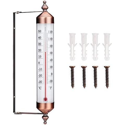 Nrkin Garden Thermometer, Wall Thermometer with Bronze Design, Stylish Garden Thermometer, Suitable for Garden Wall, Greenhouse, Garage Cover