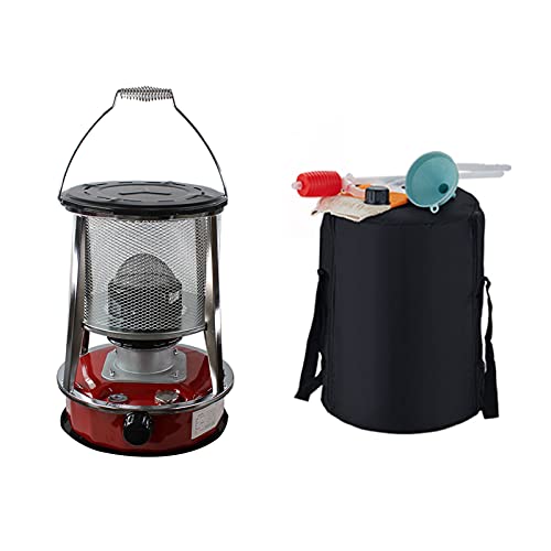 Amtinyjoy Kerosene Oil Heater Portable Efficient Camping Stove for Heating 9000 BTU/H Indoor Kerosene Heater Lightweight 4.6 L Large Capacity Portable Stainless Steel Oil Heater (Red)