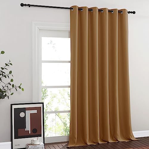 NICETOWN Gold Brown Blackout Curtains for Bedroom 95 Inch Length - Thermal Insulated Room Darkening Privacy Grommet Window Drapes for Boys Room, Set of 1 Panel, 80 x 95 Inch