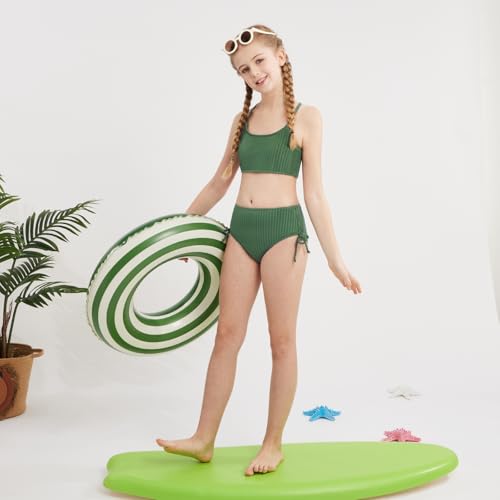 Image of Weixinbuy Girls Swimsuits Summer Bathing Suit for Teens Girls 2 Piece Bikini Set Solid Beach Swimsuit Swimwear for Girls
