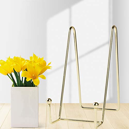 image for Dnvkict 2 Pack Display Stands Holders, Gold Iron Easel Plate Holder Di
