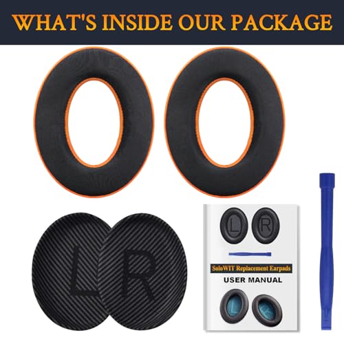 SoloWIT Cooling-Gel Replacement Ear Pads for Bose QuietComfort 35 (QC35) and Quiet Comfort 35 II (QC35 II) Over-Ear Headphones, Earpads Cushions with Ice Silk Fabric - Orange by SoloWIT - Image 4