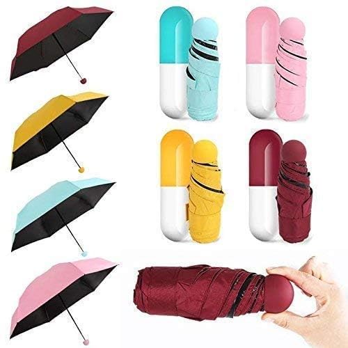 Mini Capsule Umbrella, Compact Foldable Travel Umbrella with Pill Case, Windproof, Multicolour-picture-30