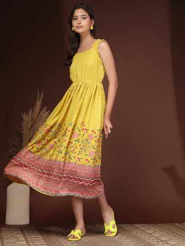 Image of Dress for Women | New Rayon Floral Printed Flared Maxi Dress for Women & Girl's