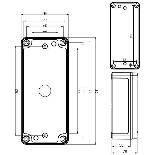 Makerele Waterproof Electrical Box Outdoor Junction 7.08”3.15”2.76” (1808070Mm) Outdoor Watertight Diy Electronics Enclosure With 2 Npt 1/4” Glands #TOP1