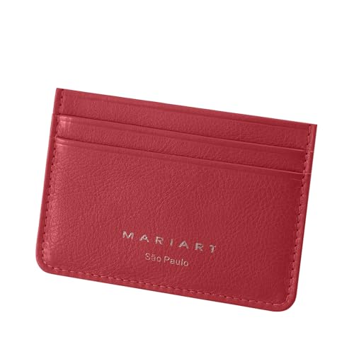 Mariart Babaçu Porta-Cartão Feminino de Couro Bovino Legítimo P/CNH, Cartões e Notas Dobradas (Vermelho Scarlet)