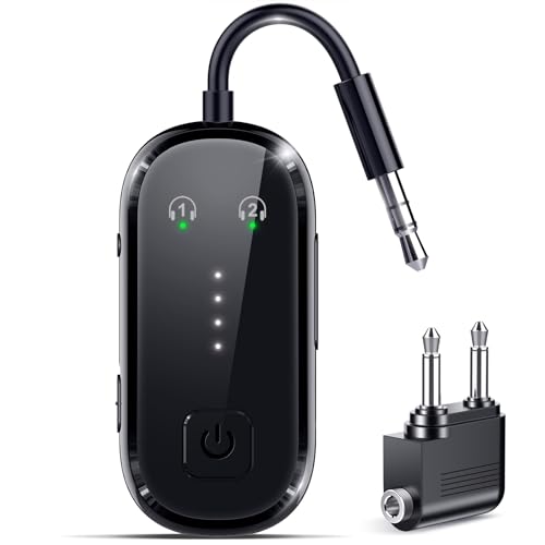 2026 Upgraded Pro Bluetooth 6.0 Transmitter Receiver|Bluetooth Adapter for TV/Airplane/Gym to Wireless Headphones/All Airpods,Dual Link AptX Adaptive/LL/HD Audio,Wireless Adapter for Car/Home Stereo