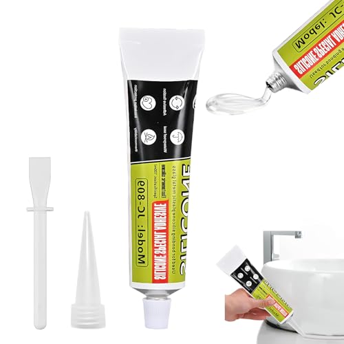 Silicona blanca baño antimoho, Silicona transparente, Sellador de silicona impermeable, flexible y resistente al calor para vidrio, metal, cerámica y plástico, 100 ml.