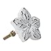 SOFFEE DESIGN Set of 6 Metal White Flower Cabinet Knobs, Decorative Pull Handle for Door/Cabinet/Drawer, Carving Rubbing Process Antique Decor for French/Bohemian/Vintage Furniture
