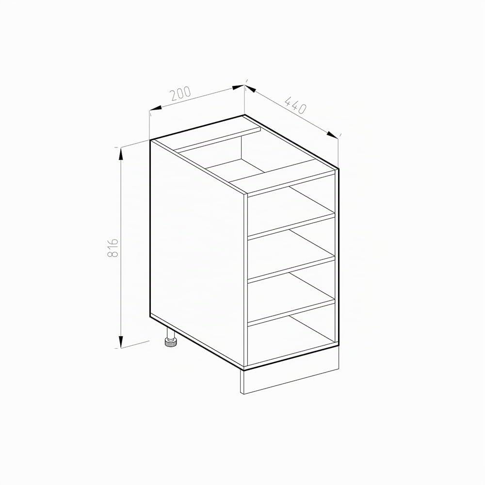 Vicco Scaffale da cucina R-Line, Bianco, 20 cm senza piano di lavoro, per la libera combinazione all'interno di sistemi cucina modulari