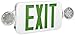 Round Head LED Combo Exit Emergency Light High Output Green LED White Housing (Pkg of 2)