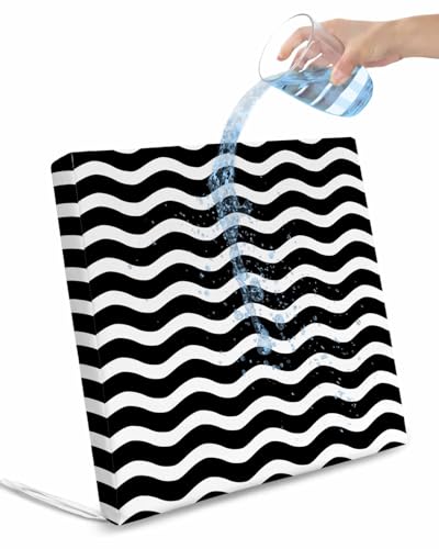 Hokiten Black Moire Ombre Outdoor Cushion Chair Cover Set of 2 - Waterproof Couch Seat Covers, Water Ripple Stripe Farmhouse Patio Furniture Protector Cushions Slipcovers for Sofa/RV, 22