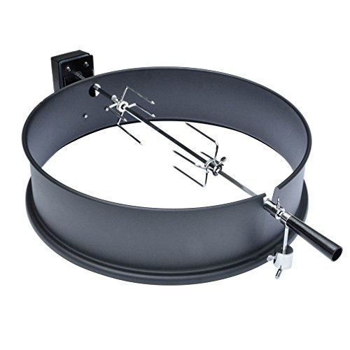 onlyfire 57CM Universal Drehspieß mit Motor Grillspieß-Aufsatz Set für Kugelgrill, Rotisserie, Holzkohle Grill, passt Weber 2290 und andere Modelle (Emailliert-Schwarz)