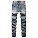 DGHM-JLMY Men's Ripped Trend Slim Denim Straight Leg Pants Skinny Fashion Denim with Hole Jean Distressed Destroyed Pant (Blue 2,32)