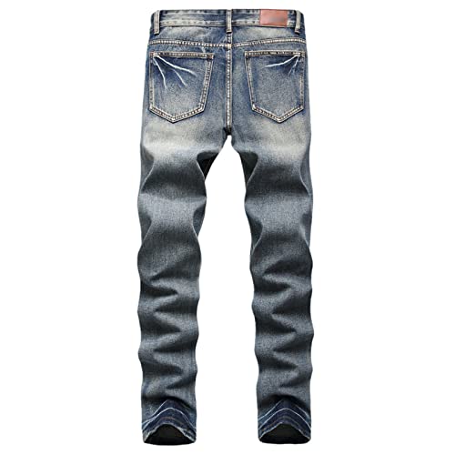 Maiyifu-GJ Men's Ripped Distressed Destroyed Jeans Straight Leg Slim Fit Stretch Denim Pants Washed Hip Hop Jean with Holes2