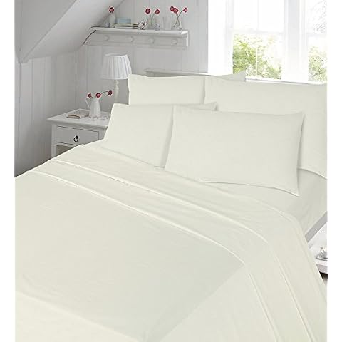 Cream Flannelette Sheet Set King size Fitted Sheet, Flat Sheet , 2x Pillowcases Bed Sheet Set King Size Cover
