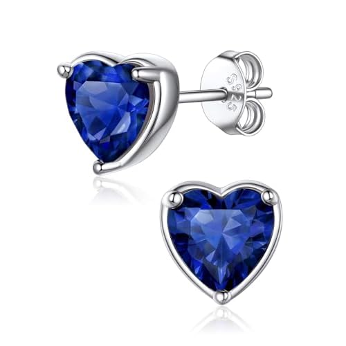 FaithHeart 925 Sterling Silver Birthstone Earrings for Women, Dainty Heart/Princess Cut/Celtic Knot/Cross Birthstone Stud Earrings for Women Pure Silver Birthstone Jewelry Gifts for Mom Daug