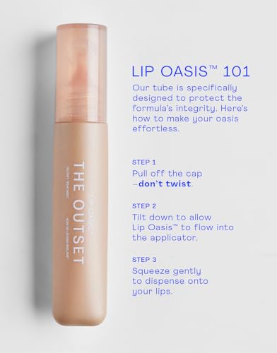 Image of The Outset Lip Oasis Hydrating Lip Balm, Glossy Moisturizing Lip Treatment for Dry, Sensitive Lips, Clean, Vegan & Gluten-Free, Skinny Dip, 0.3 oz