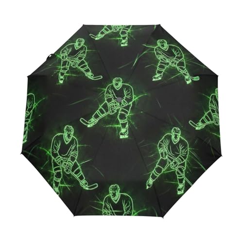 Parapluie de hockey sur glace vert contre les averses avec ouverture automatique sac