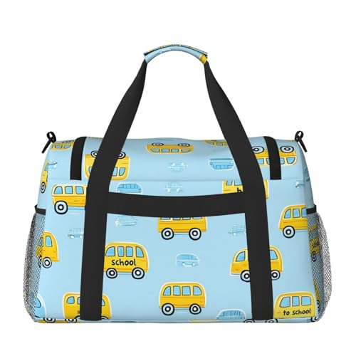 Cartoon Bus Duffle Bag for Travel Cute Car Sports Gym Tote Carry On Bag Large Shoulder Weekend Overnight for Workout2