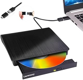 External DVD Drive USB 3.0 Type-C USB C Portable DVD Player for Laptop CD DVD +/-RW Disk Drive CD ROM Burner Writer CD/DVD Burner Reader Compatible with Laptop Desktop Windows Linux OS Apple MacBook
