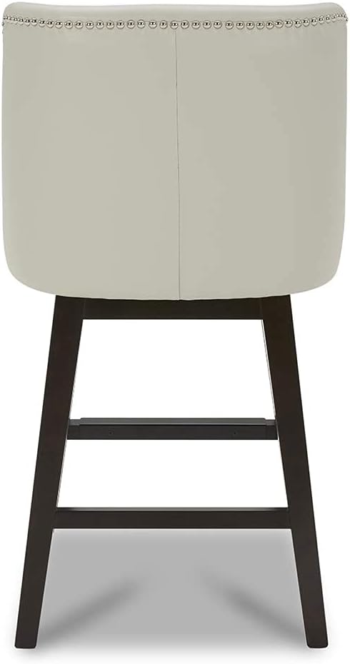 Amаzіng 🔥 CHITA Counter Height Swivel Barstool, Upholstered Faux Leather Stool, 26 H Seat Height, Creamy Gray