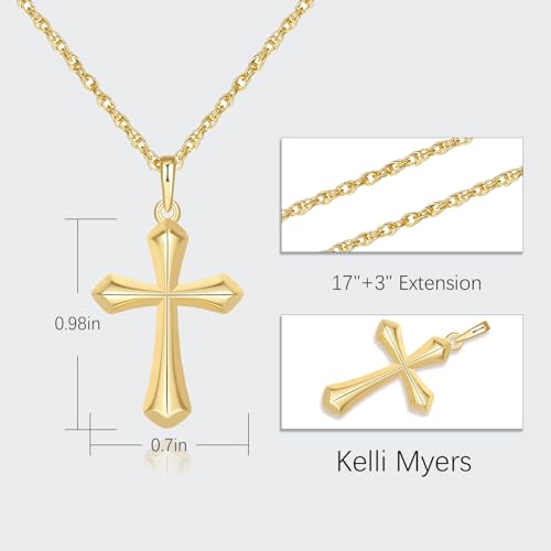 Cross Necklace for Women 14K Gold Necklaces for Women Cross Chain for Womens Sharp Clean Edges with Soft Faceted Cuts Womens Gold Pendant Necklaces2