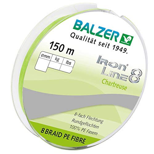 Balzer Iron Line Chartreuse - 150m geflochtene Angelschnur, Durchmesser/Tragkraft:0.12mm / 9.8kg