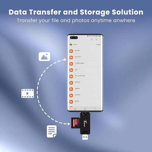 Image of Techie 2 in 1 USB A and USB C Card Reader with SD and Micro SD Slots, Fast Data Transfer, Plug and Play for Laptop, MacBook, iPad Pro, Tablet, Camera, Black Orange