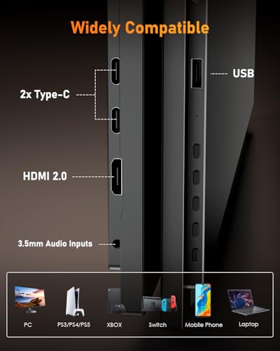 Image of Yodoit Portable Monitor for Laptop 100Hz 18.5 inch FHD 1080P Screen IPS Display with USB Type C Port and Speakers with Smart Cover Metal Compatible with PC, MacBook, Xbox (Black)