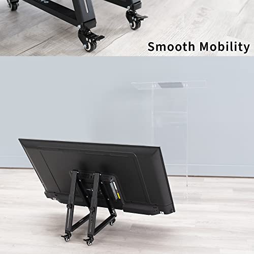 Vivo Low Height Mobile Tv Stand For 32 To 65 Inch Flat Curved Screens, Led Lcd, Adjustable Floor Monitor Cart, Rolling Tv Mount With Wheels, Black, Stand-Tv01L #TOP4