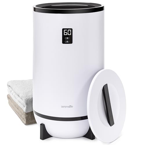 SereneLife Handtuchhalter Stehend Schwarz – Elektrischer Handtuchwärmer für 2 Handtücher Energiesparend und Mobil mit Timer, Handtuchtrockner mit Überhitzungsschutz und Auto-Abschaltung für Bad