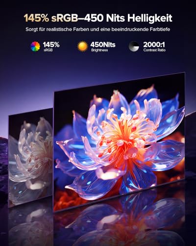 Newsoul Portable Monitor 24 Zoll 144Hz | QLED Mobiler Monitor | 2000:1 FreeSync 450Nits 145% sRGB | USB-C & HDMI | VESA & Metallgehäuse… – Ansicht 6