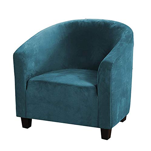 MIFXIN Tub Chair Slipcover Velvet High Stretch Club Chair Cover Spandex Elastic Armchair Couch Cover Sofa Furniture Protector for Living Room Hotel Bar Counter (Deep Blue)