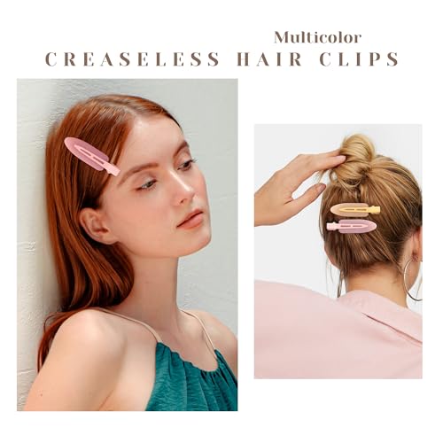 Cptots 10 Pcs Creaseless No Crease No Bend Flat Hair Clips For Styling Non Slip Makeup Clips For Women Salon Hairstyle,Jelly Orange Pink Rose Red
