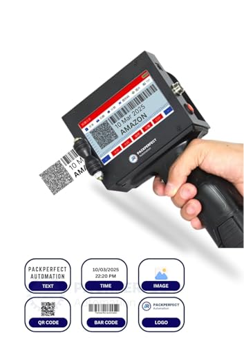 Image of PACKPERFECT Automation Handheld Thermal Inkjet Printer 12.7mm | Thermal Printing for Food Packets & Logos 600 DPI, Date & Barcode Printer for Bags & Plastic Surfaces