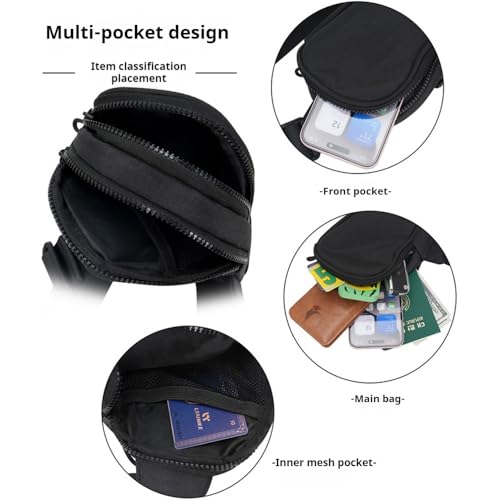 Mini Sling Bag for Men/Women, Waterproof Utility Crossbody Backpack Chest Bag for Travel Sports Running Hiking (Black)3